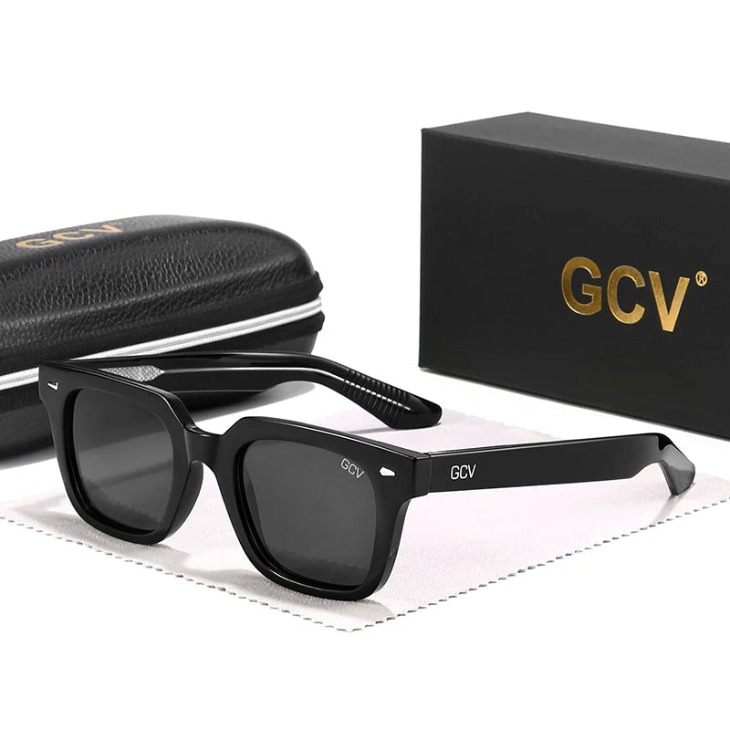 Rechteckige Sonnenbrille aus Acetat – Polarisiert & UV400