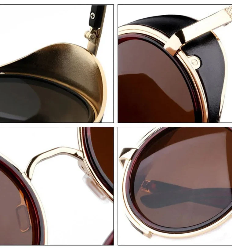 Runde Sonnenbrille aus Metall – UV400