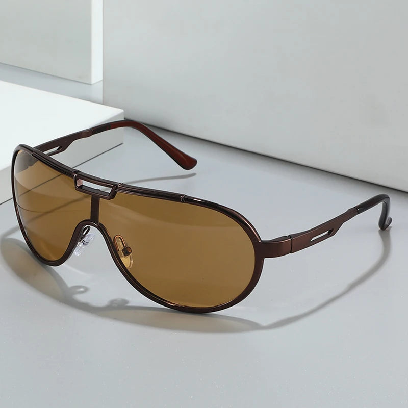 Oversized Pilot Sonnenbrille aus Metall – UV400