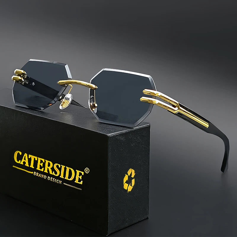 Rahmenlose Sonnenbrille mit Metallakzenten – UV400