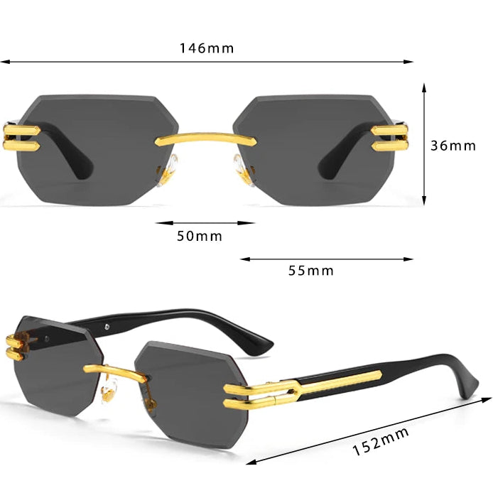 Rahmenlose Sonnenbrille mit Metallakzenten – UV400