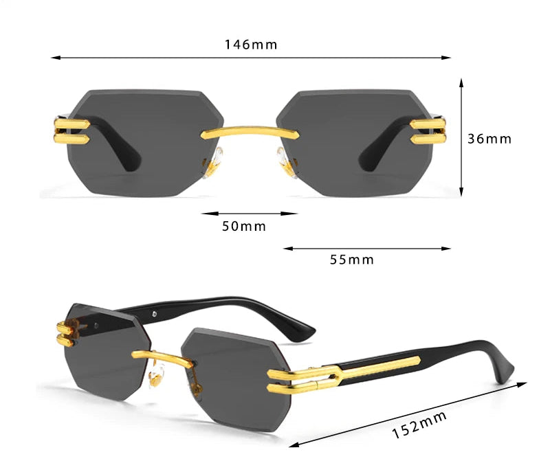 Rahmenlose Polygon-Sonnenbrille – UV400