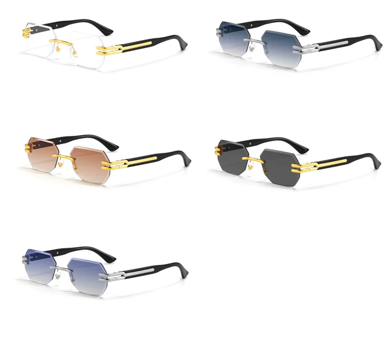 Rahmenlose Polygon-Sonnenbrille – UV400