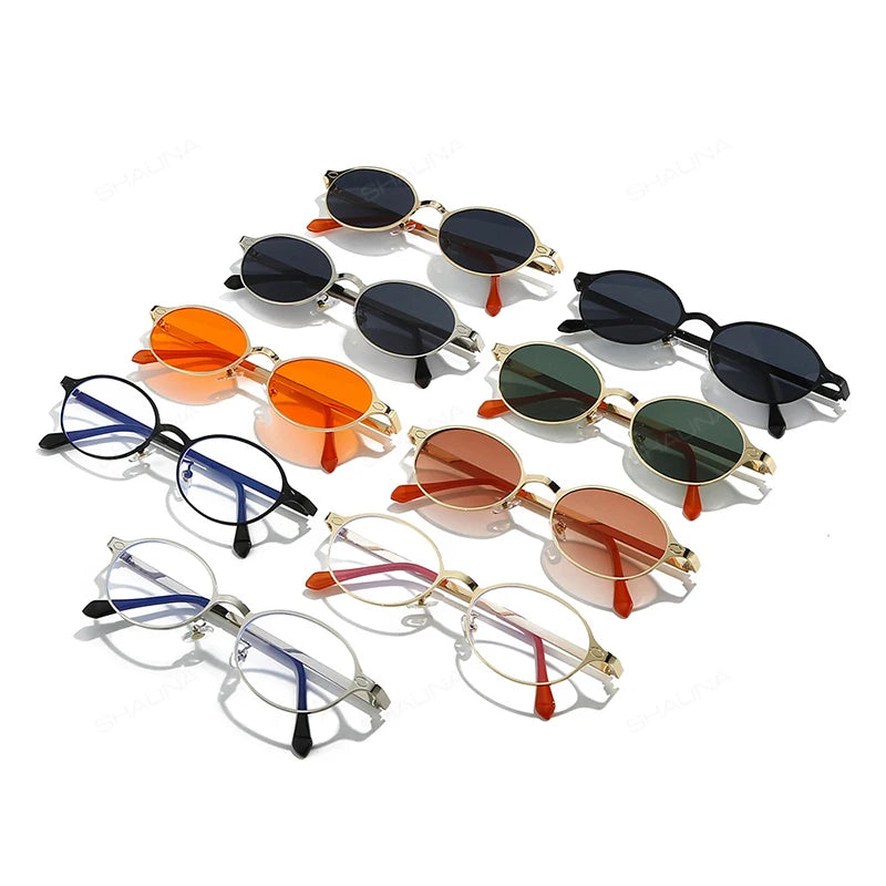 Retro Oval Metall-Sonnenbrille – UV400