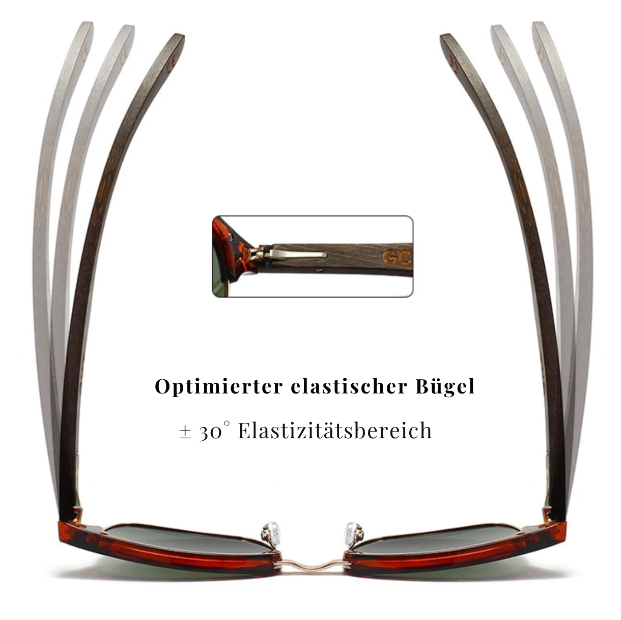 Halbrand-Sonnenbrille aus Holz – Polarisiert & UV400