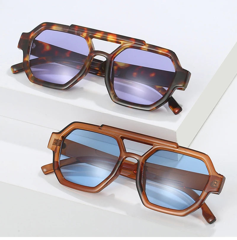 Retro Sonnenbrille mit Doppelsteg – UV400