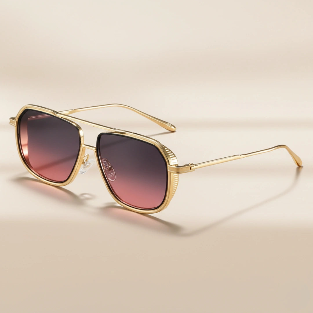 ÉCLAT Sonnenbrille – Gold – Blau Tee-Verlauf, UV400