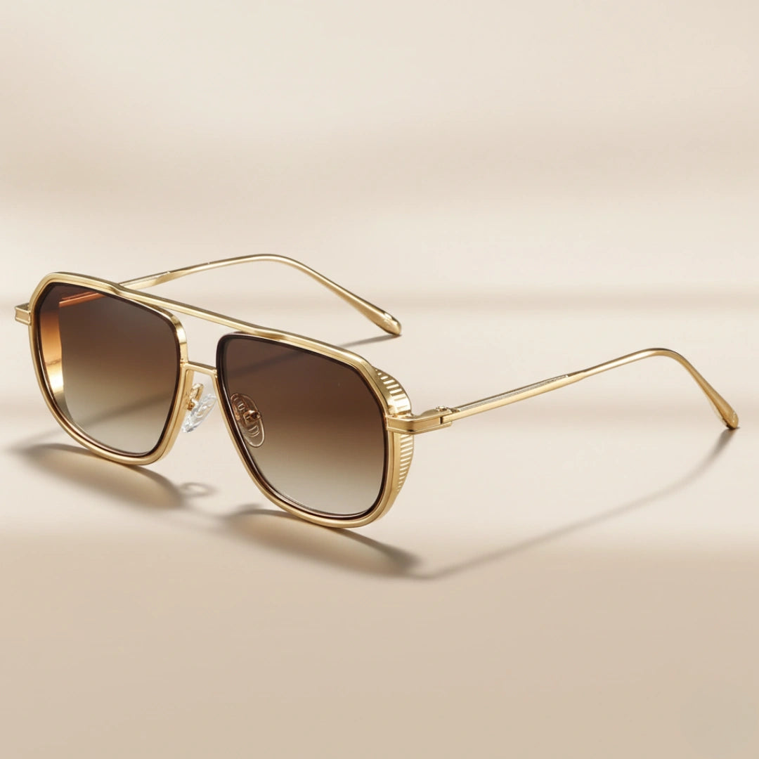 ÉCLAT Sonnenbrille – Gold – Cognac Verlauf, UV400