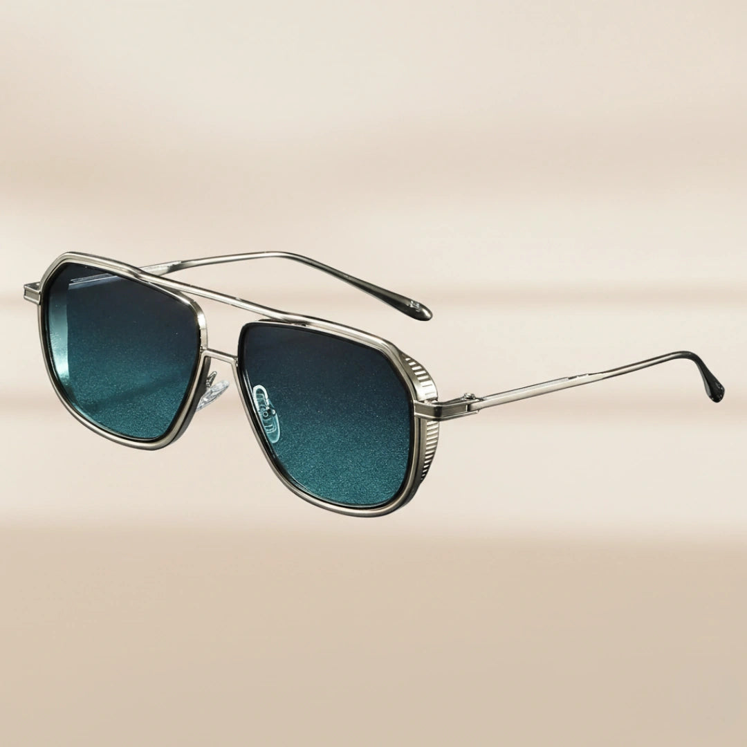 ÉCLAT Sonnenbrille – Silber – Tiefblau, UV400