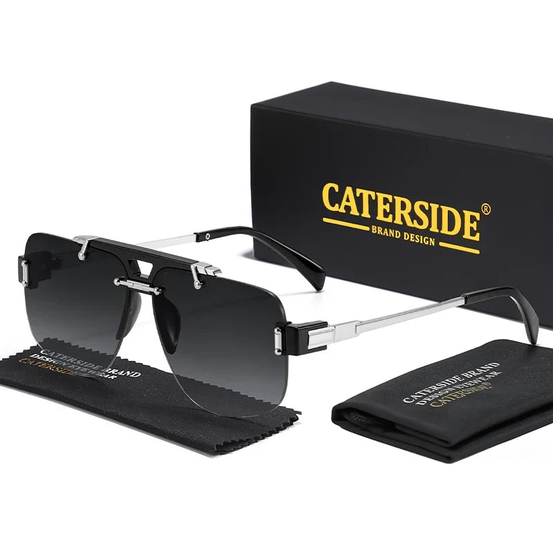 Flache Pilotensonnenbrille mit Doppelsteg – UV400