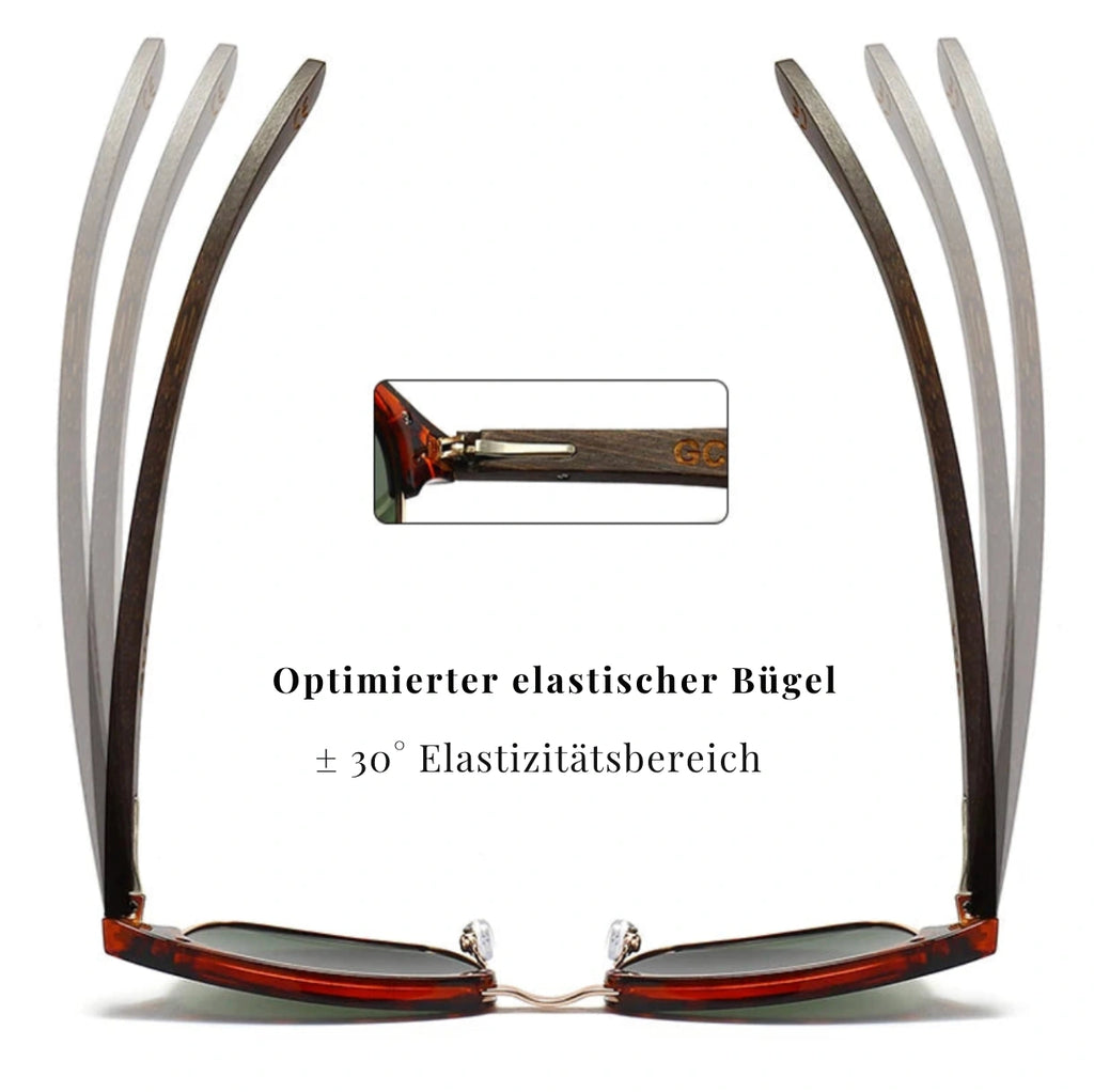 Halbrand-Sonnenbrille aus Holz – Polarisiert & UV400 – Produktansicht 3, polarisiert, UV400