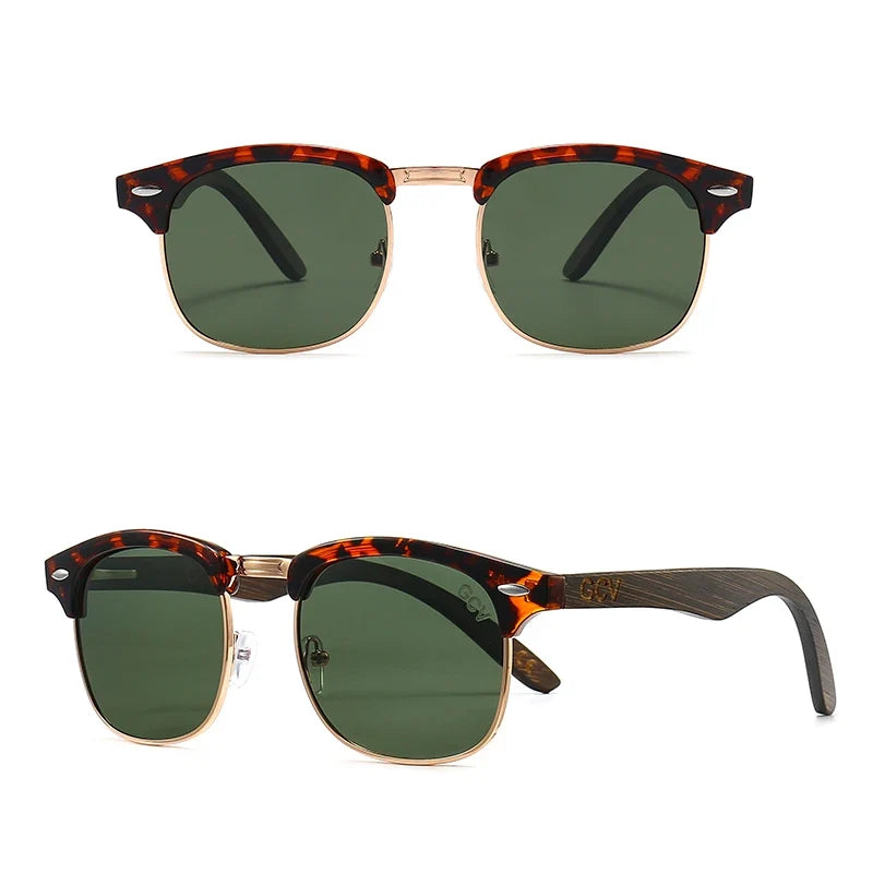 Halbrand-Sonnenbrille aus Holz – Polarisiert & UV400 – Produktansicht 4, polarisiert, UV400