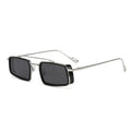 Kompakte Rectangle Sonnenbrille – Silber, UV400
