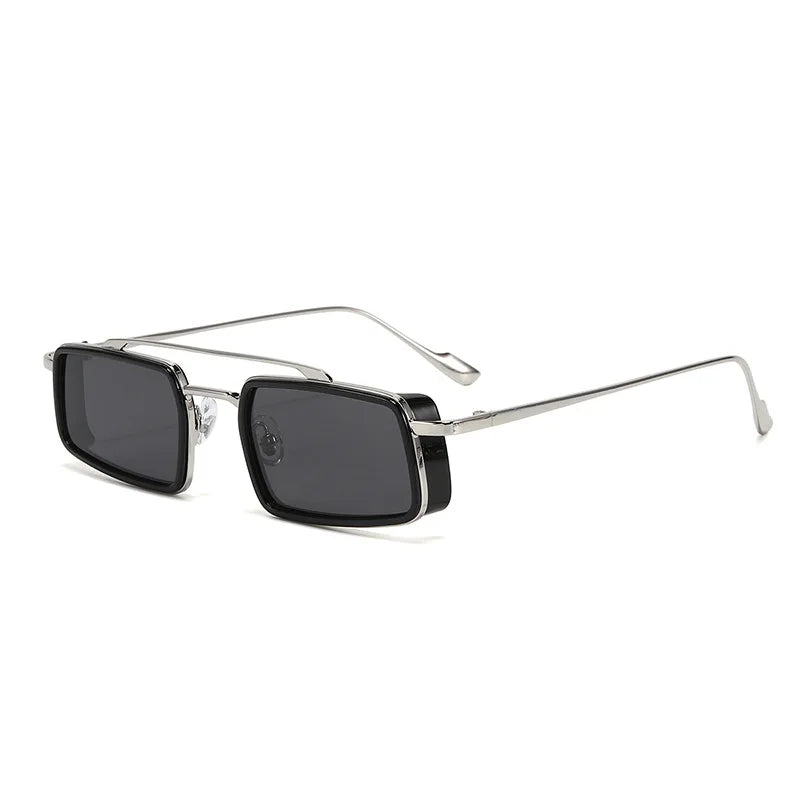 Kompakte Rectangle Sonnenbrille – Silber, UV400