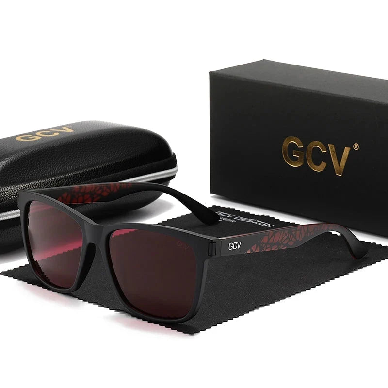 Leichte Square Sonnenbrille - UV400 & polarisiert – Rot, polarisiert, UV400