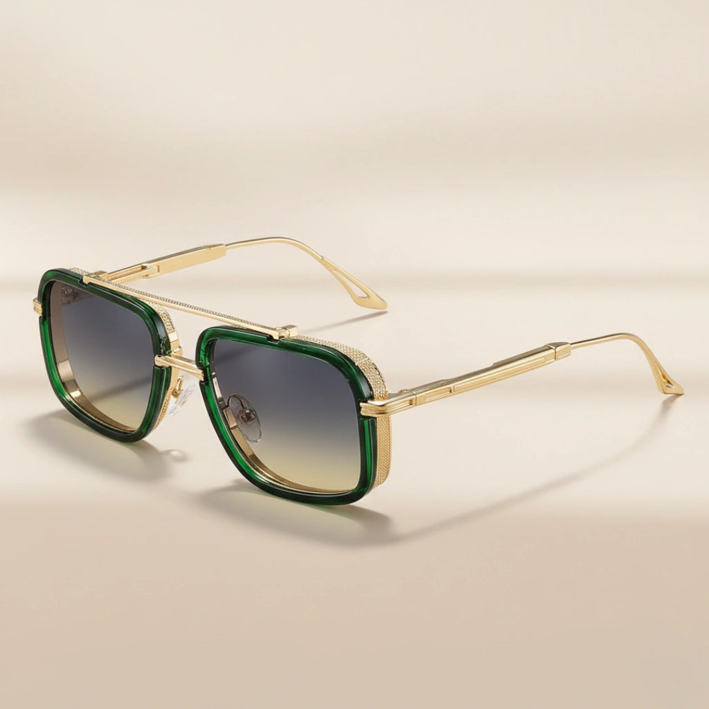 LORENZO Sonnenbrille – Gold – Smaragdgrün, UV400