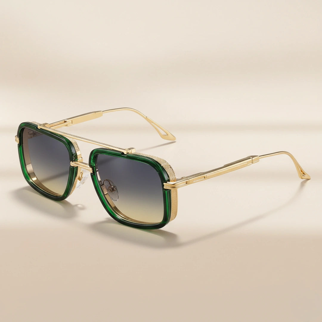 LORENZO Sonnenbrille – Gold – Smaragdgrün, UV400