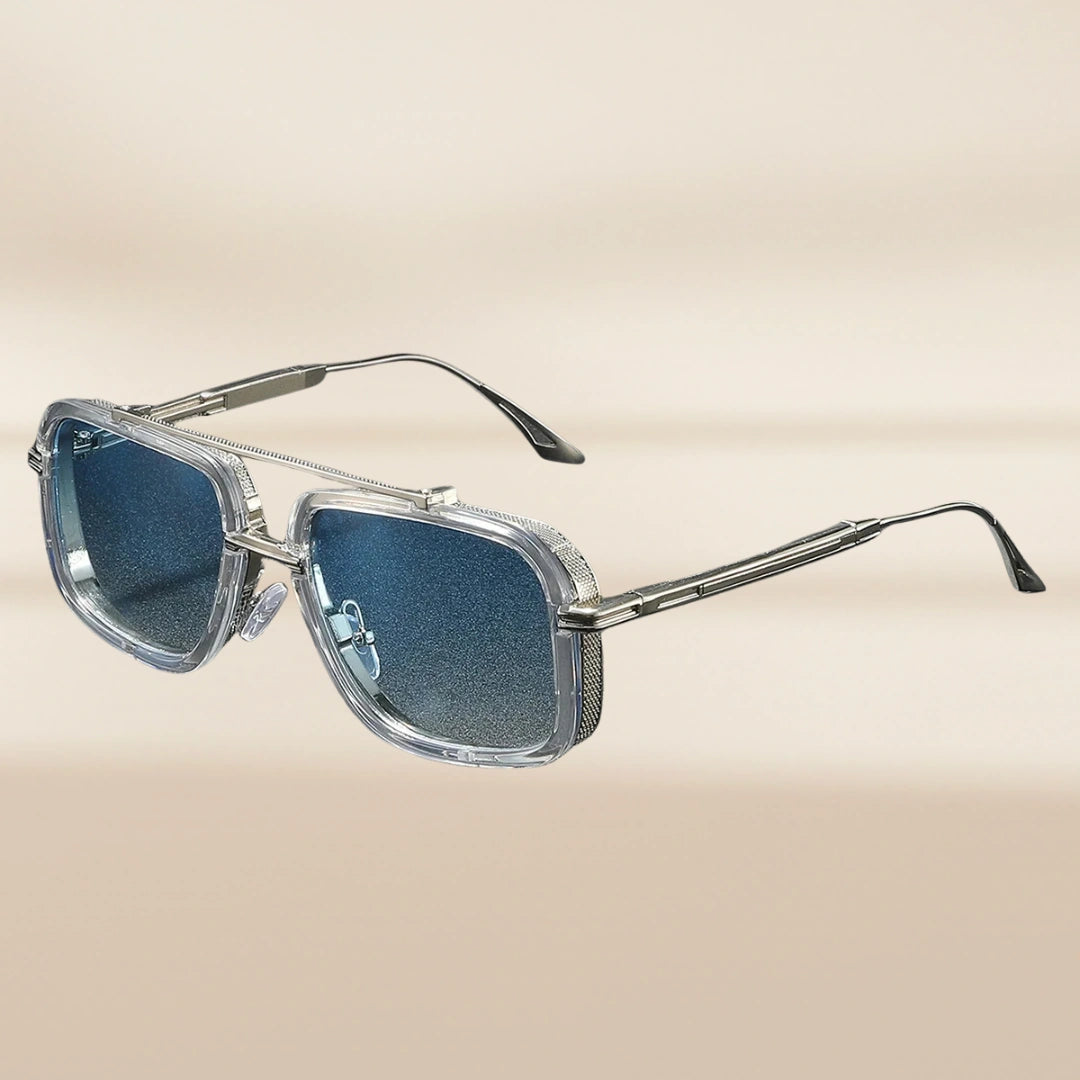 LORENZO Sonnenbrille – Silber – Azurblau, UV400