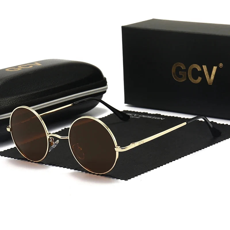Sonnenbrille mit Metallrahmen – Polarisiert & UV400 – Gold Braun, polarisiert, UV400