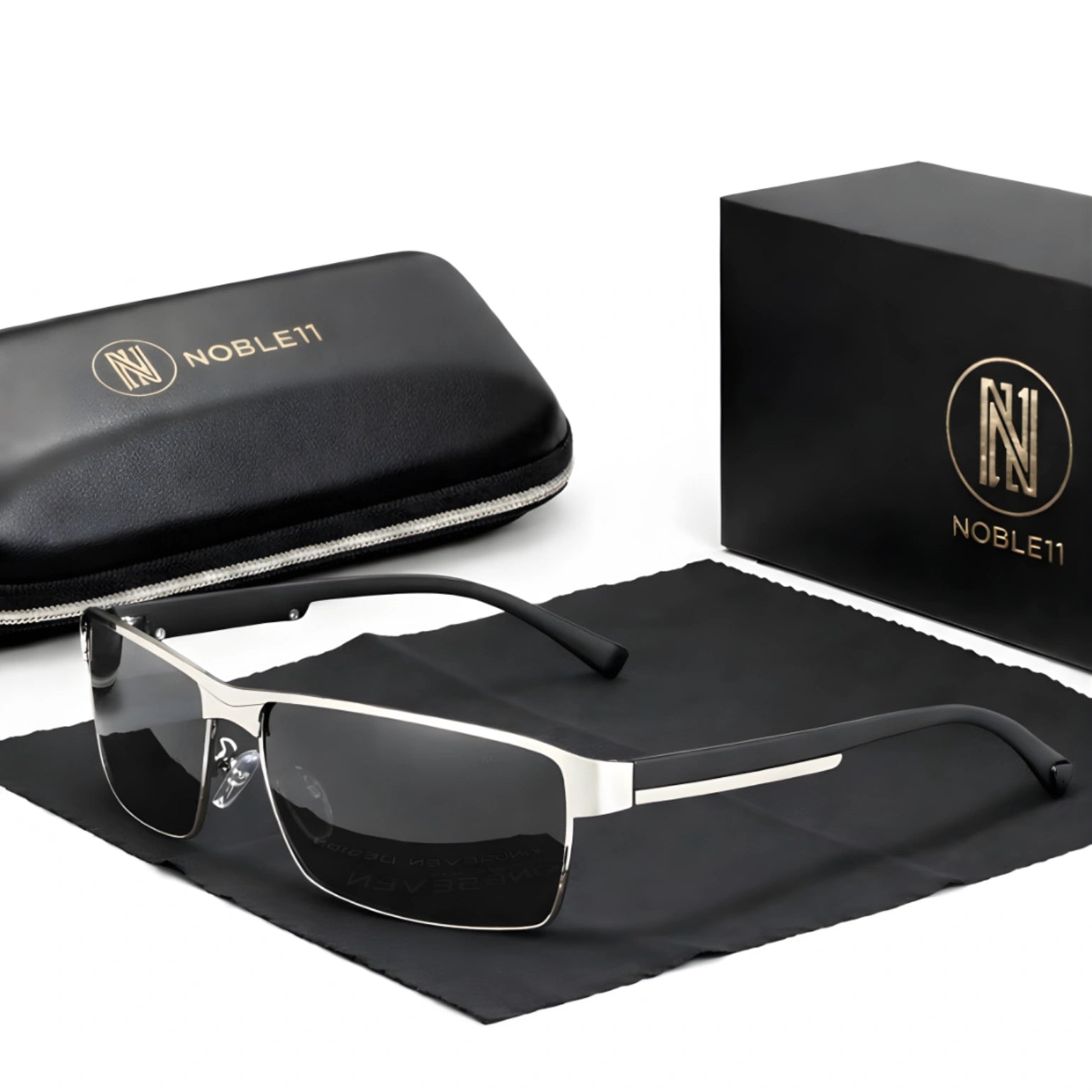 Noble11 Axiom Sonnenbrille – Silber Grau, polarisiert, UV400