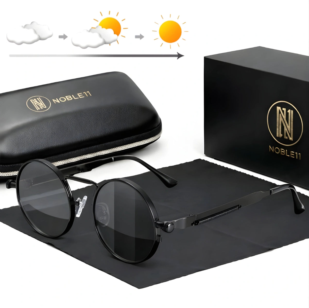 Noble11 Orion Sonnenbrille – Onyx Schwarz (Photochrom), polarisiert, UV400