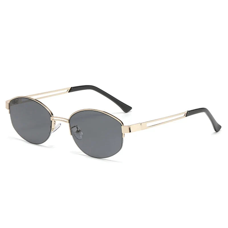 Oval-Sonnenbrille – Gold Grau, UV400