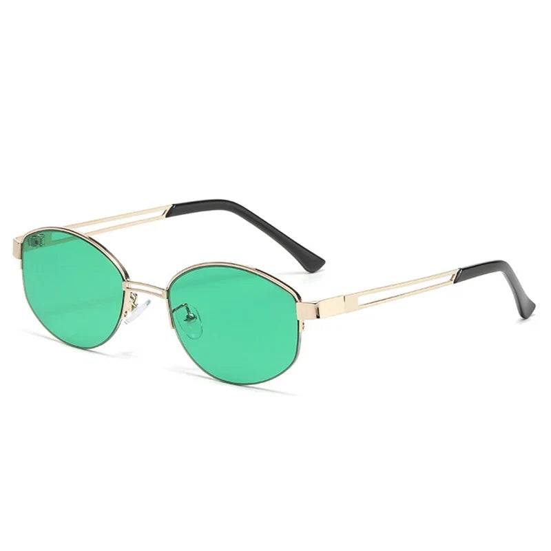 Oval-Sonnenbrille – Gold Grün, UV400