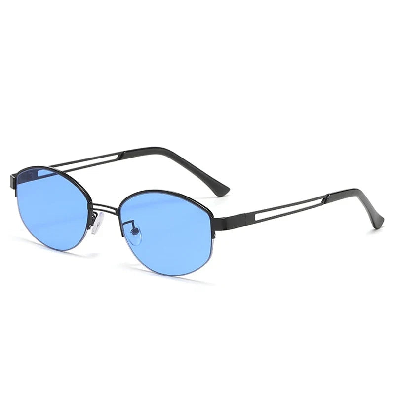 Oval-Sonnenbrille – Schwarz Blau, UV400