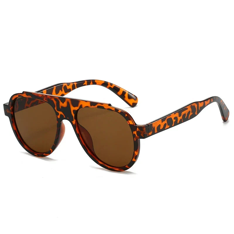 Oversize Pilot Sonnenbrille – Leopard, UV400