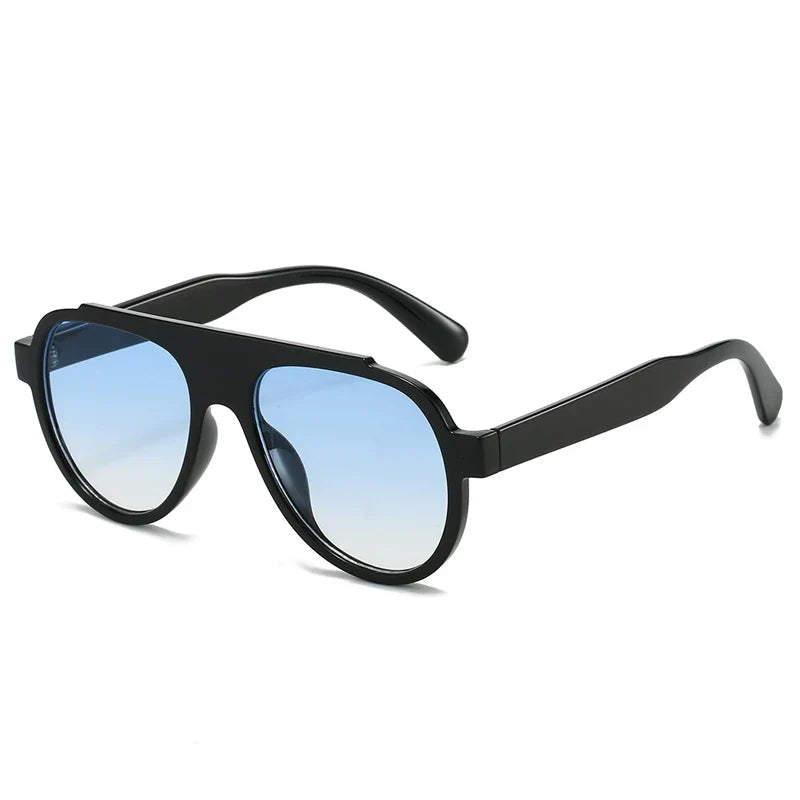Oversize Pilot Sonnenbrille – Schwarz Blau Verlauf, UV400