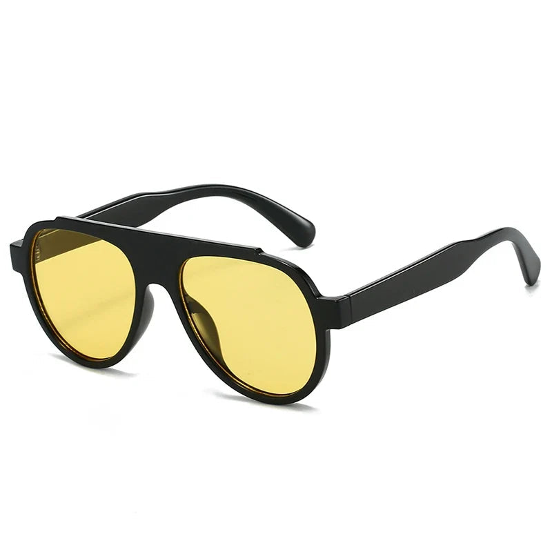 Oversize Pilot Sonnenbrille – Schwarz Gelb, UV400