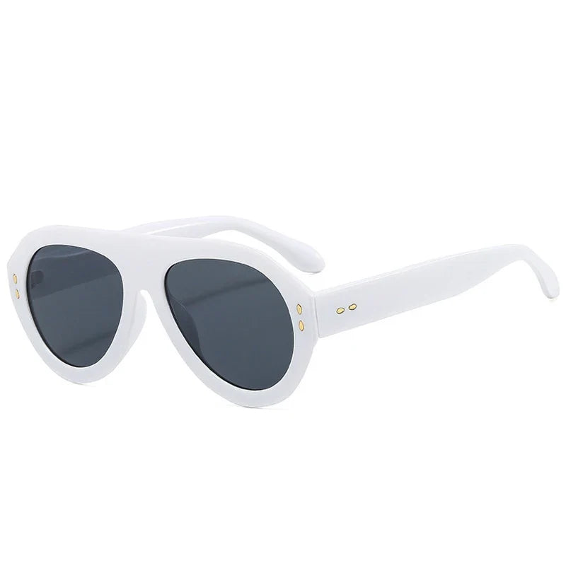 Oversize Sonnenbrille – Weiß, UV400