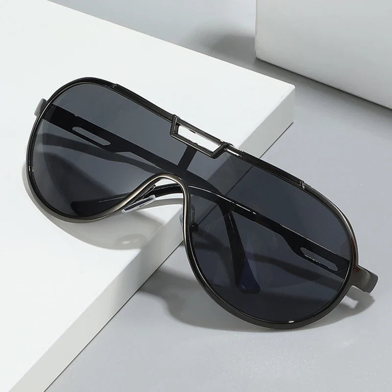Oversized Pilot Sonnenbrille aus Metall – UV400