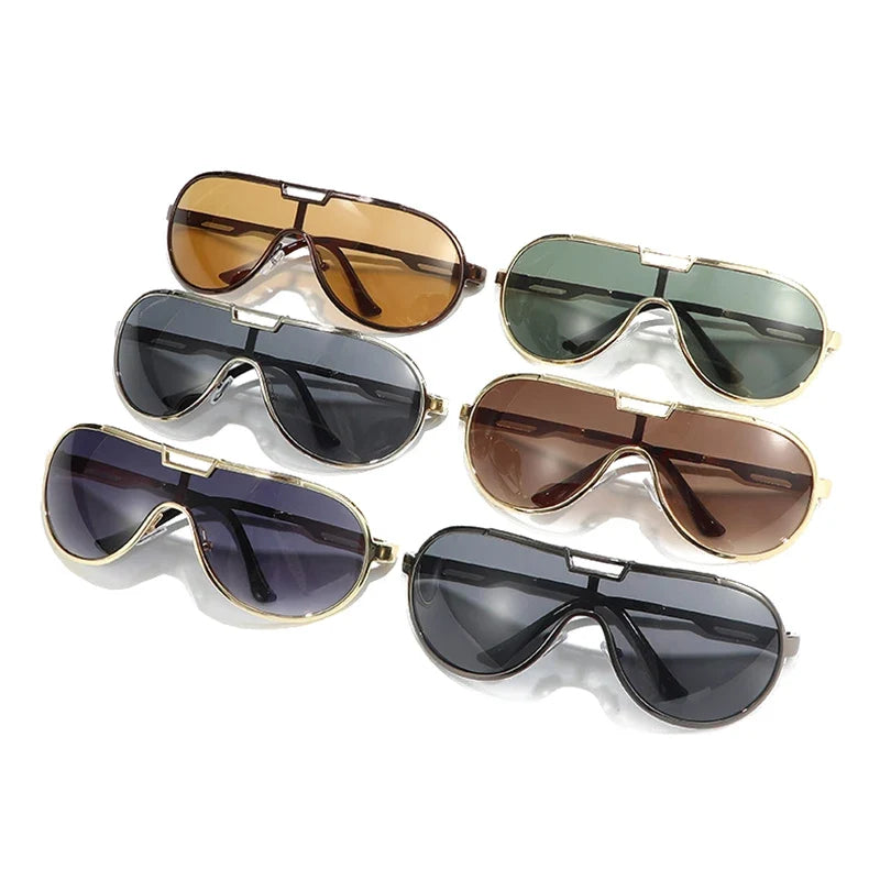 Oversized Pilot Sonnenbrille aus Metall – UV400