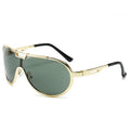 Oversized Pilot Sonnenbrille aus Metall – Grün Gold, UV400
