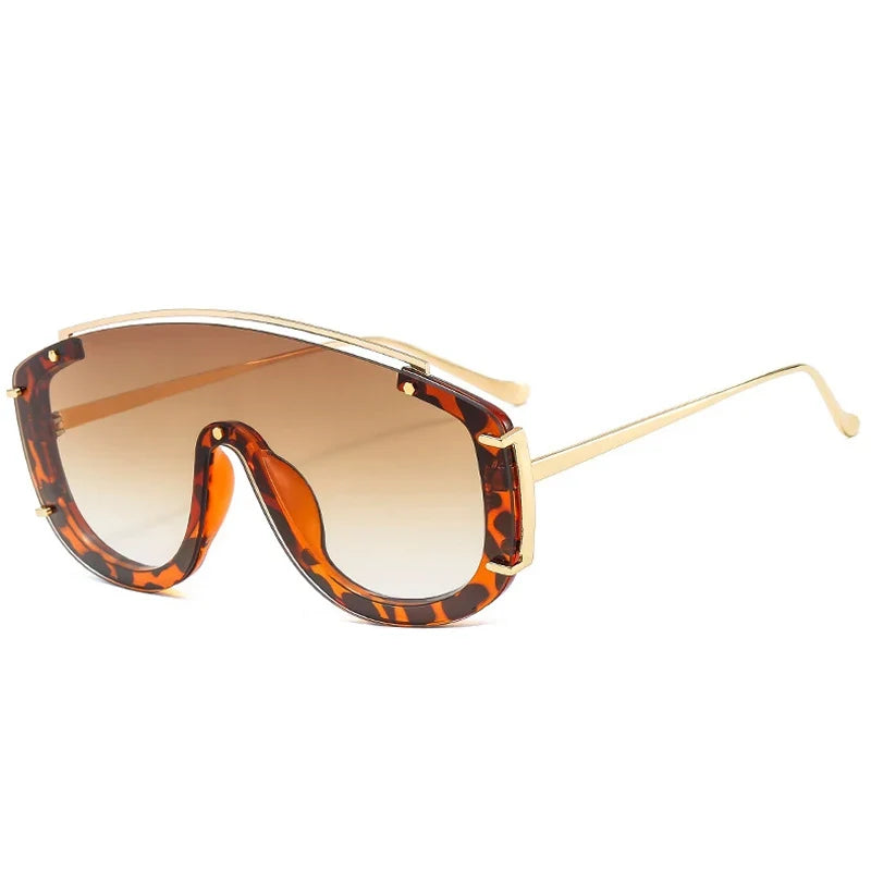 Oversized Sonnenbrille – Leopard Braun, UV400