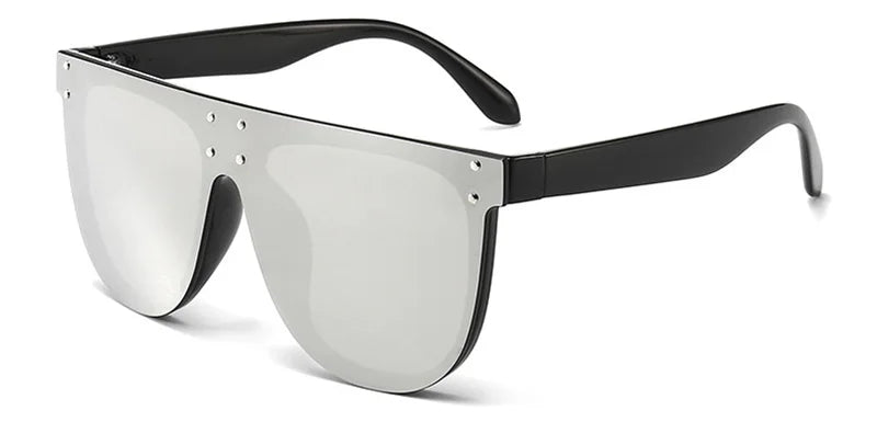 Pilot Sonnenbrille – Schwarz Silber Spiegel, UV400