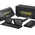 Quadratische Designer-Sonnenbrille – Schwarz, UV400