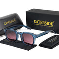Quadratische Polarisierte Sonnenbrille – Blau Rot, polarisiert, UV400
