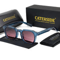 Quadratische Vintage-Sonnenbrille – Blau Rot, UV400