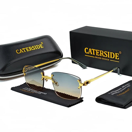 Rahmenlose Metall-Sonnenbrille – Grün Gelb, UV400