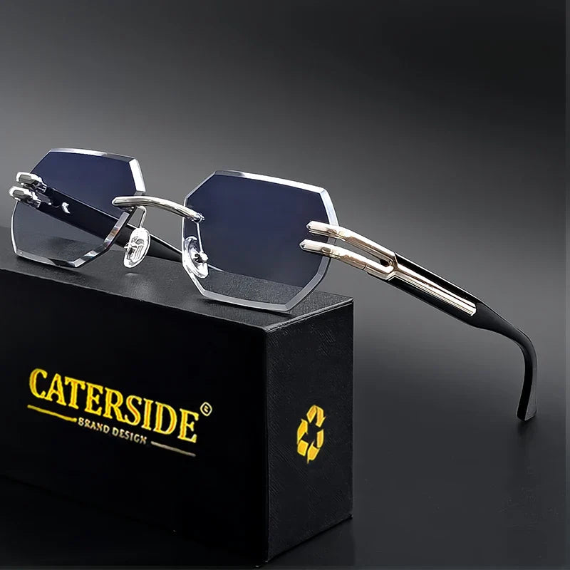 Rahmenlose Sonnenbrille mit Metallakzenten – UV400