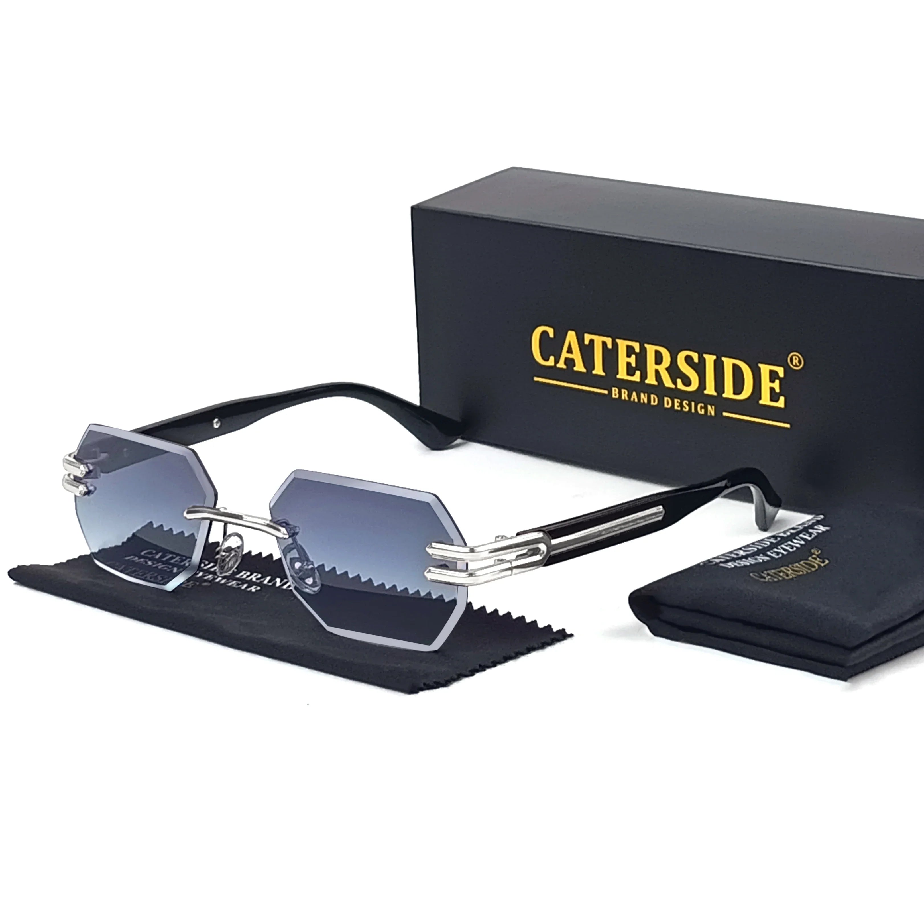 Rahmenlose Sonnenbrille mit Metallakzenten – UV400