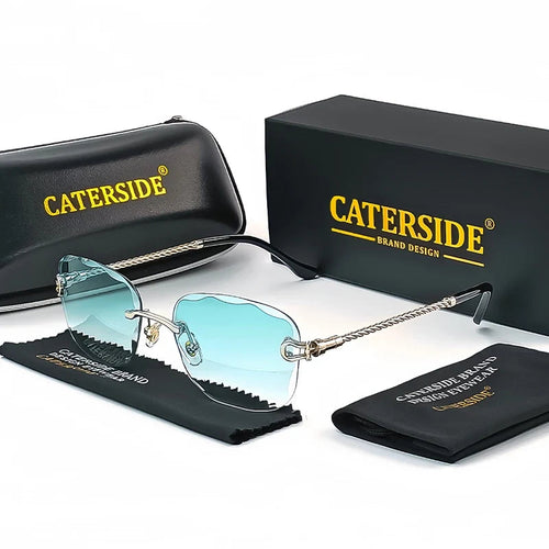 Rahmenlose Polarisierte Sonnenbrille – Silber Grün, polarisiert, UV400