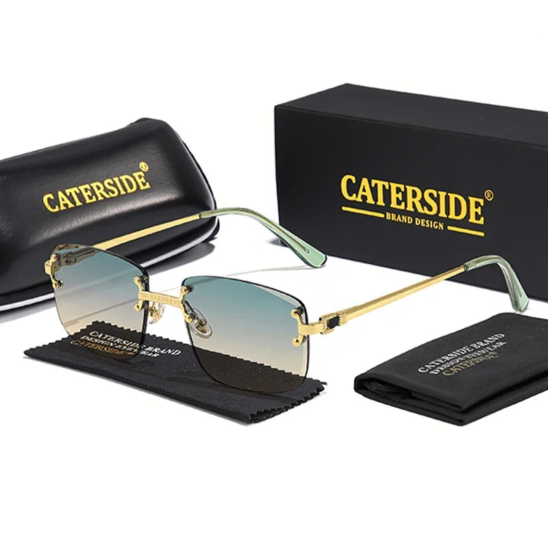 Rahmenlose Rechteck-Sonnenbrille – UV400