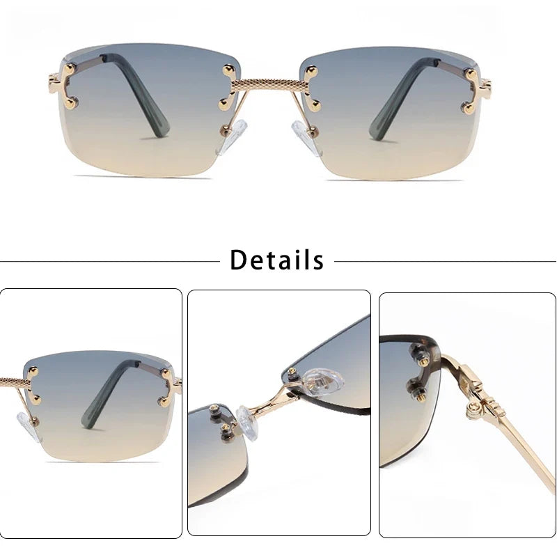 Rahmenlose Rechteck-Sonnenbrille – UV400