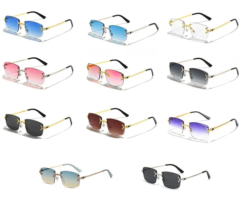 Rahmenlose Rechteck-Sonnenbrille – UV400