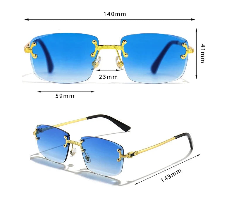 Rahmenlose Rechteck-Sonnenbrille – UV400