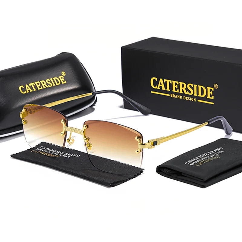 Rahmenlose Rechteck-Sonnenbrille – UV400