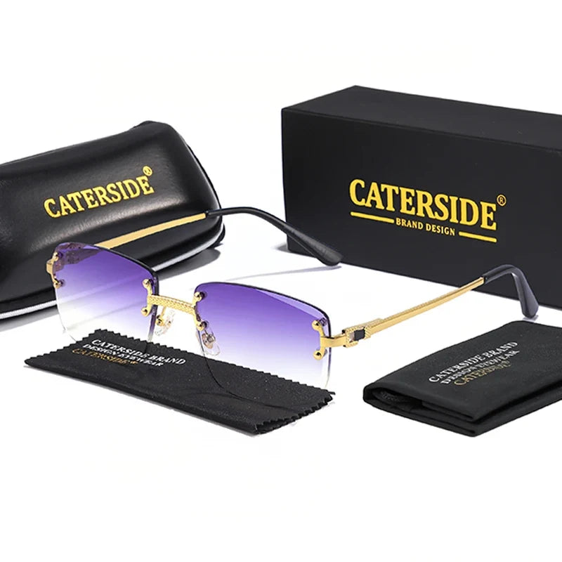 Rahmenlose Rechteck-Sonnenbrille – UV400
